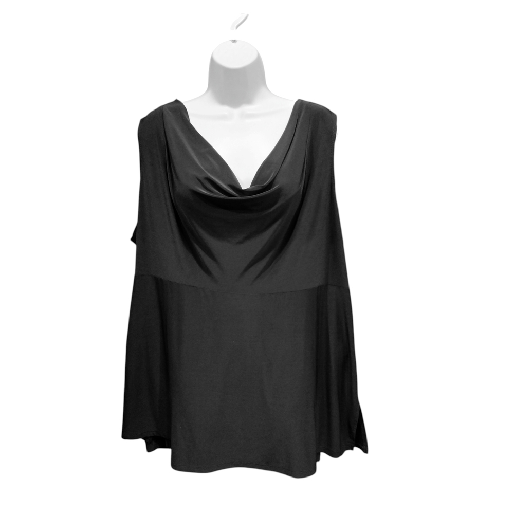 Slinky Brand Black Drape Neck Blouse